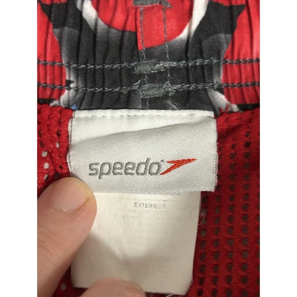 Speedo Men's Swim Trunks Shorts‎ Hawaiian Floral Red Mesh Lining Waist 30